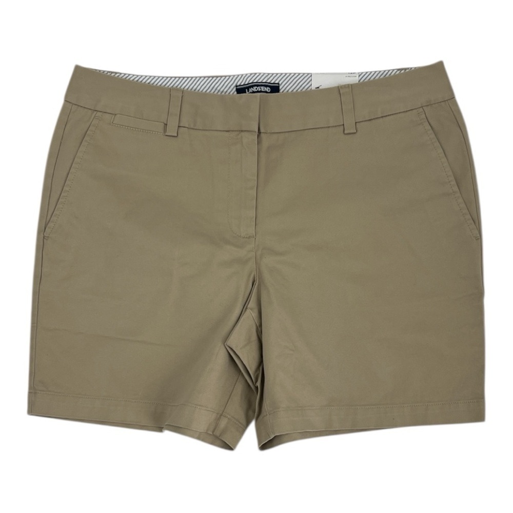 NWT’S Lands' End Casual Women's Mid-Rise Khaki Bermuda Shorts in size 12P.